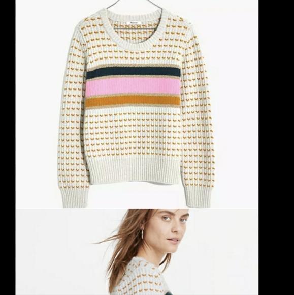 Madewell metallic stripe Merino wool sweater xxs - Picture 2 of 5